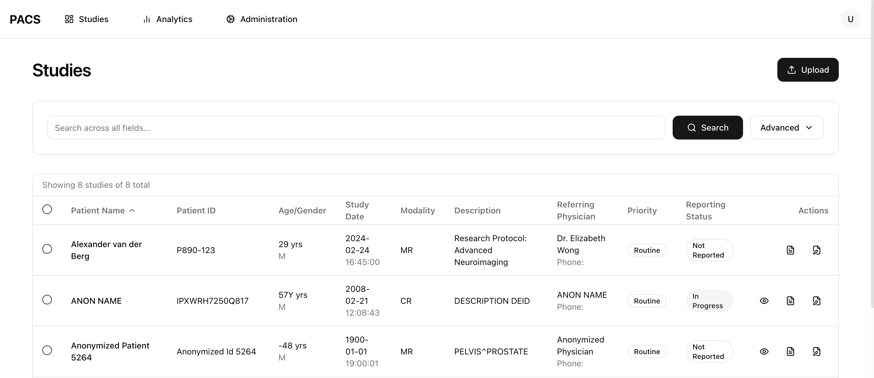 Comprehensive Study List Interface